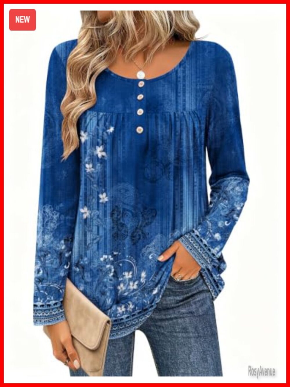 Zeagoo Women's Long Sleeve Floral Tunic Top Button Down Blouse